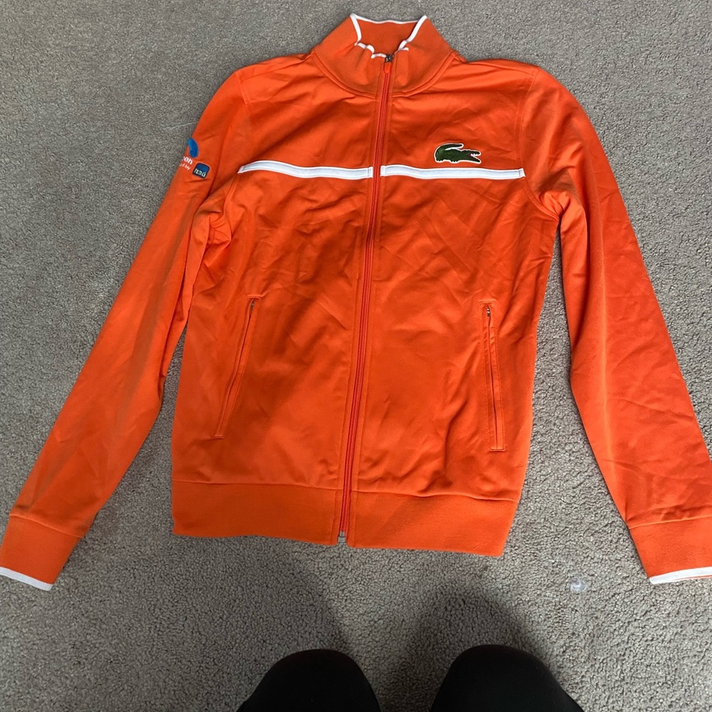 Lacoste orange zip up hoodie size small-medium